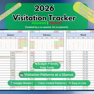 2026 Visitation Tracker | Allowed vs Denied Custody Log | Color-Coded Google Sheets | Co-Parenting Court Document