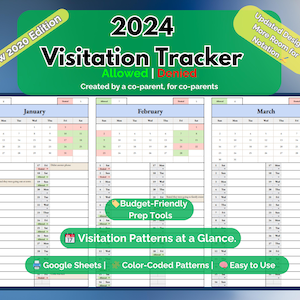2024 Visitation Tracker | Allowed vs Denied Custody Log | Color-Coded Google Sheets | Co-Parenting Court Document