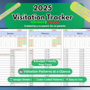 2025 Visitation Tracker | Allowed vs Denied Custody Log | Color-Coded Google Sheets | Co-Parenting Court Document