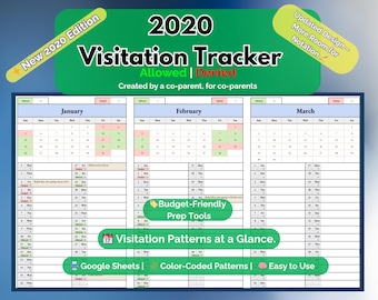 2020 Visitation Tracker | Allowed vs Denied Custody Log | Color-Coded Google Sheets | Co-Parenting Court Document