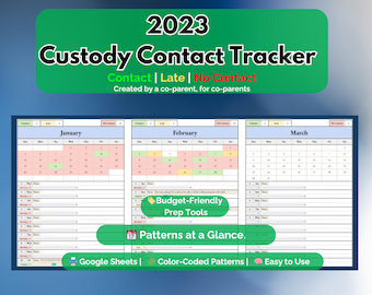 2023 Custody Contact Tracker | Long Distance CoParenting Log | Phone, Text, Video Chat Calendar | Digital Download