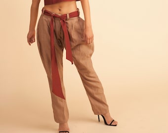 Tapered Leg Pleated Harem Trousers