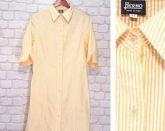 Robe rayée jaune Herno à manches courtes et col polo Taille 44