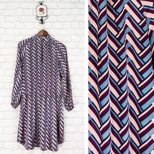 Dea Kudibal Vestido estampado vintage de seda morera Manga larga talla escandinava XL