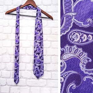Ermenegildo Zegna 100% jedwabny fioletowy prawdziwy krawat wzór paisley