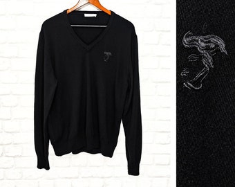 Gianni Versace Vintage Black Wool Men's Jumper Sweater Size 2XL / XXL