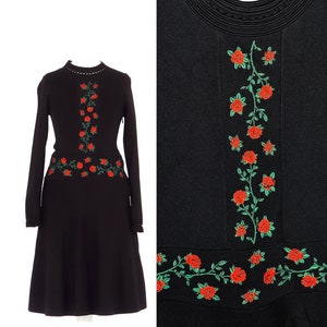 SANDRO Black Embroidered Dress Long sleeve size M