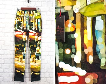 Aventures des Toiles Vintage Lights Print Corduroy Pants Trousers Jeans size EU34/UK8/US4