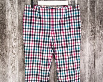 Moschino Vintage Broek Broek Multi Pastel Geruit, maat UK14/USA12
