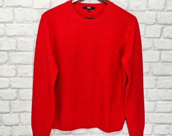 Pull Uniqlo 100 % cachemire rouge pour femme Pull en maille de cachemire Taille L