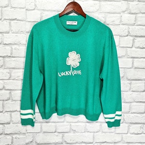 Daddy&#39;s Daughters 100% Pure Cashmere Knit Jumper Sweater Pullover Clover Pattern size S Oversized