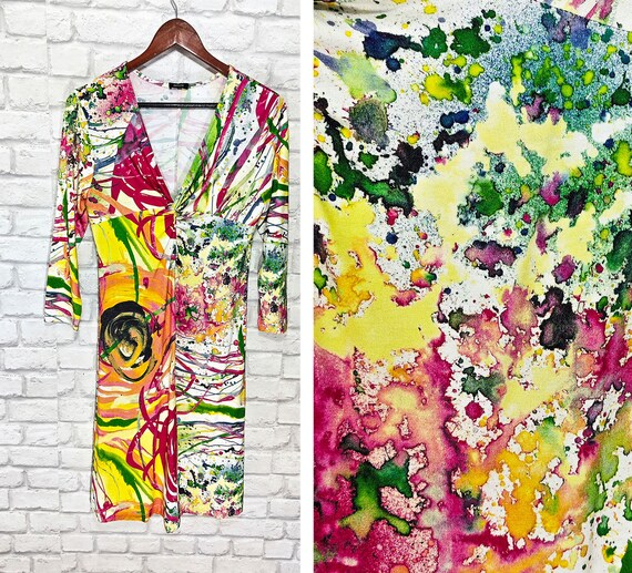 Basler Watercolor Abstract Multicolor Pattern Dre… - image 2