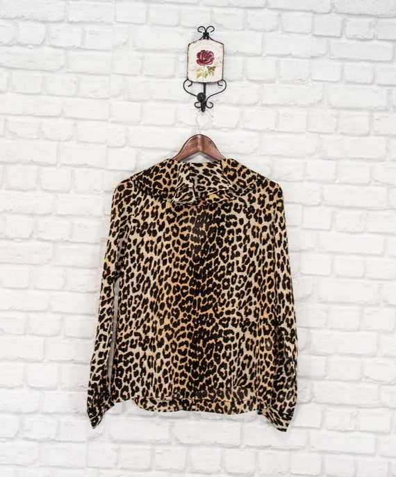 GANNI Animal Print Fairfax Georgette Shirt Long s… - image 4