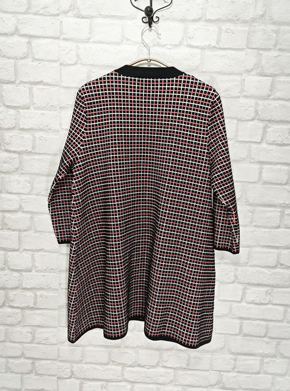 COS Longline A-shape Cardigan Check Pattern Cotto… - image 3