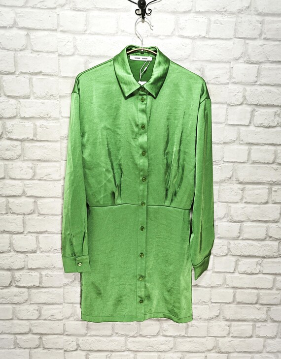 Samsoe & Samsoe Vibrant Green Satin Look Liza Shirt Dress Mini Dress Size S - Etsy Samsoe & Samsoe Vibrant Green Satin Look Liza Shirt Dress Mini Dress Size S - Etsy