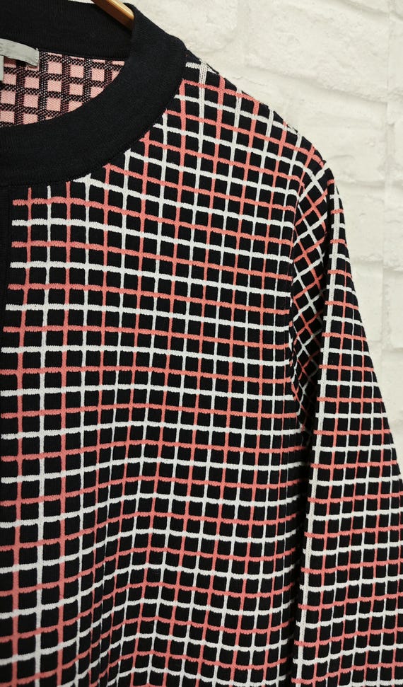 COS Longline A-shape Cardigan Check Pattern Cotto… - image 2