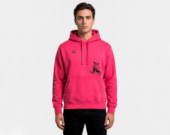Nike X Lugosis Graphic Printed Hoodie Pink Sweatshirt Size L
