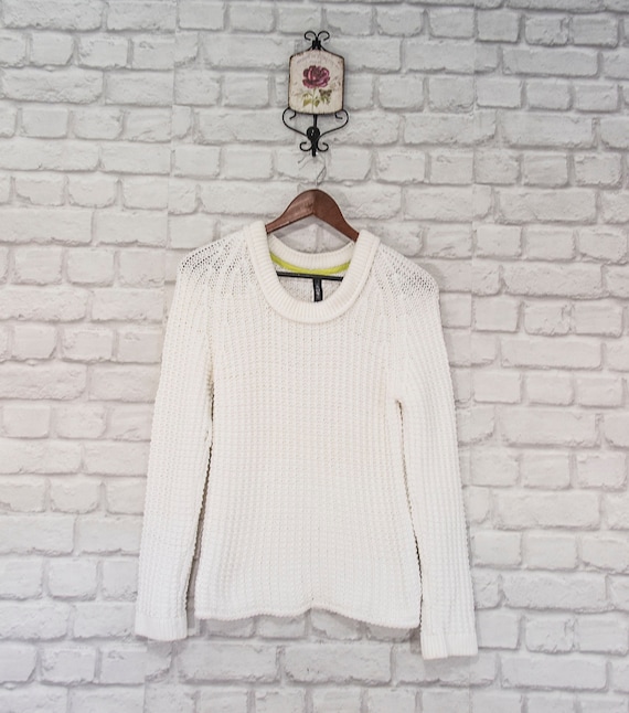 Marc Cain Chunky Knit Bright White Jumper Sweater Pullover size 2 UK10 US6