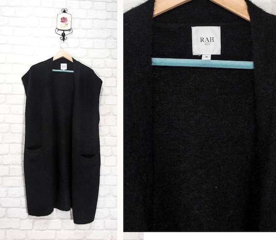 Black longline sleeveless cardigan deals
