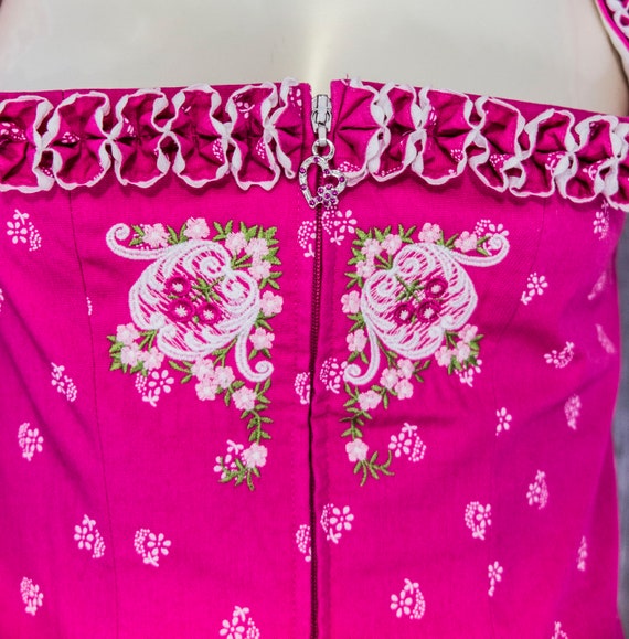 SPORTALM Vintage Dirndl Trachten Pink Embroidered… - image 3