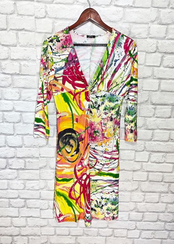 Basler Watercolor Abstract Multicolor Pattern Dre… - image 1