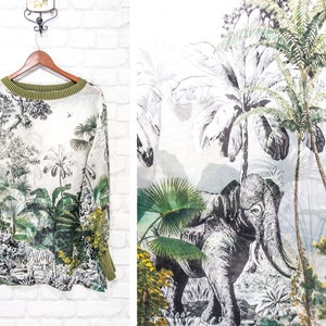 Alberta Ferretti Jungle Print Silk Blouse Shirt Relaxed Fit D38/UK10/US6