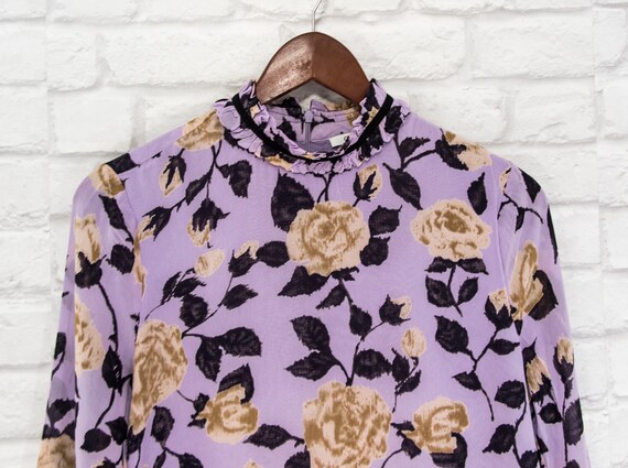 GANNI Carlton Georgette Floral Shirt Top Blouse L… - image 3