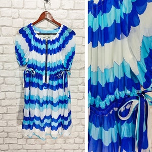Miks Silk Dress Balloon Sleeve Knee length Half Zip size 2/S/UK10/US6