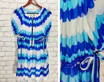 Miks Silk Dress Balloon Sleeve Knee length Half Zip size 2/S/UK10/US6