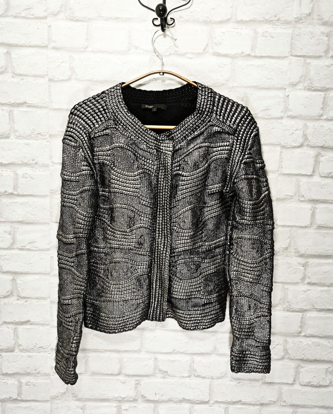 Metallic Cardigan Maje Cardigan Sale Maje Mission Navy Metallic