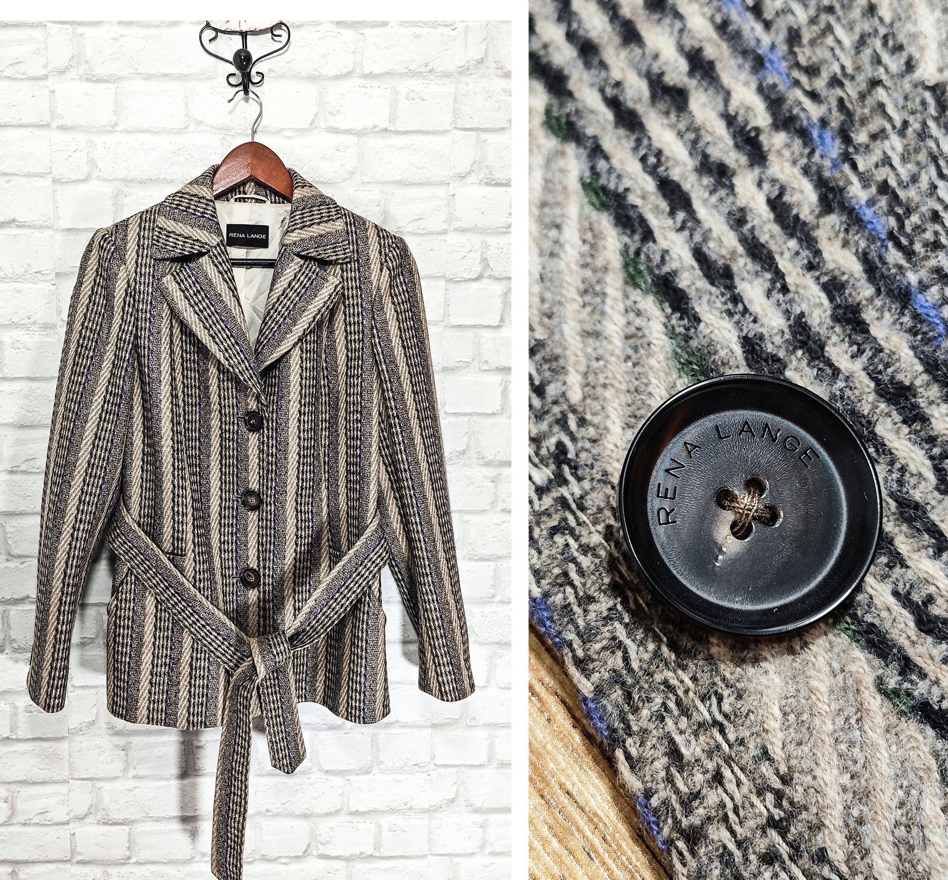 今話題のアイテムを RENA IT42/UK10/S Size Coat Jacket Belted Wool Virgin LANGE ジャケット・アウター