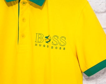 HUGO BOSS Brasil Polo Neck Yellow World Cup Men's T Shirt Size M