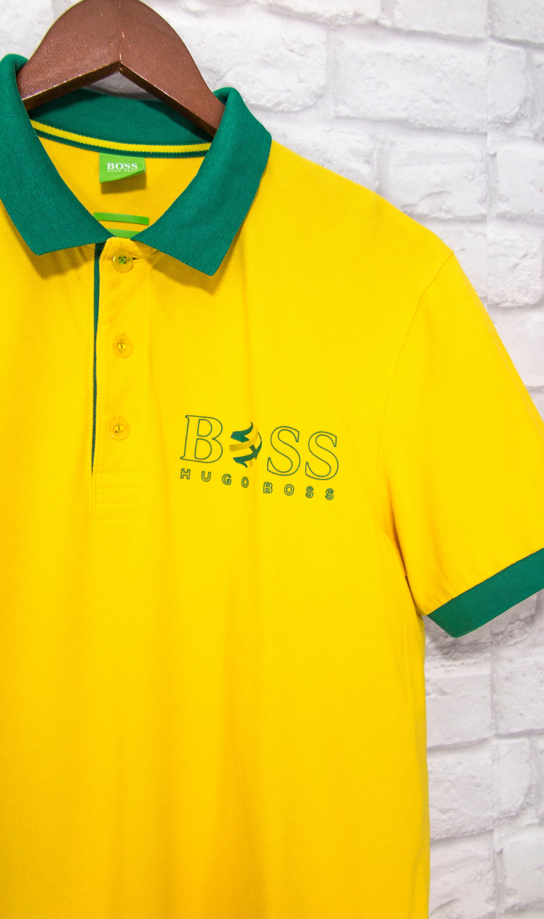 HUGO BOSS Brasil Polo Neck Yellow World Cup Men's T Shirt Size M