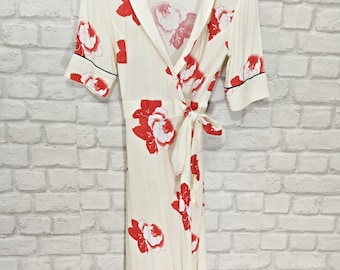 GANNI Hartley Crepe Cream Floral Wrap Dress Roses Print size 36