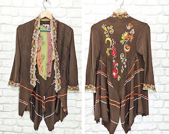 IVKO Floral Cardigan Asymmetric Front Open size 36