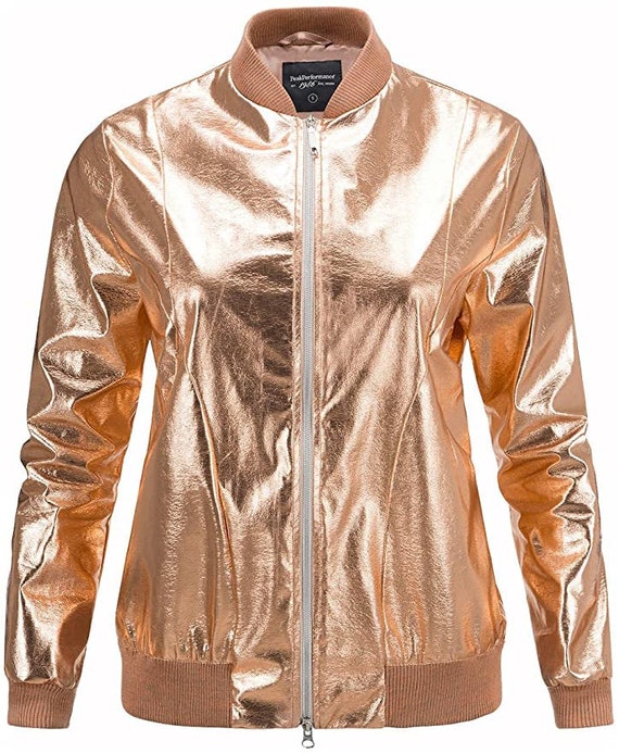 Peak Performance Rose Glow Bomber Jacket Rose Gold Metallic Effect Size S/UK10/US6