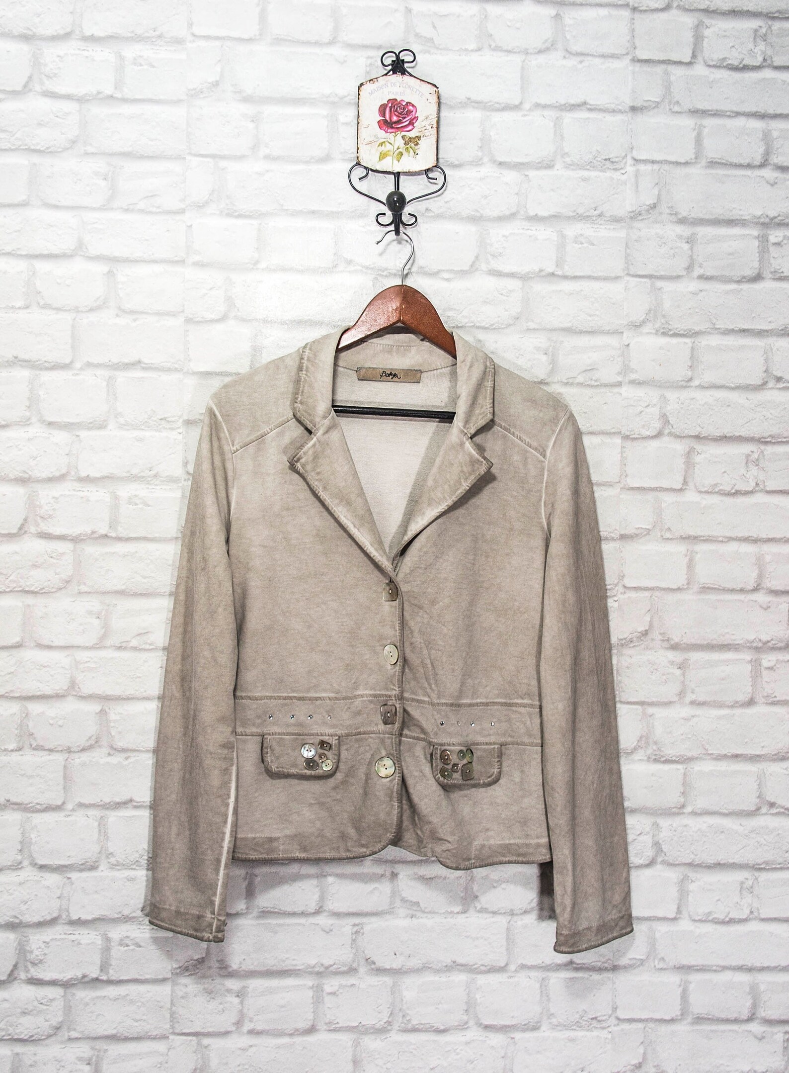Veste Blazer Femme Botega Elisa Cavalletti - Taille US 14 (XL), Coton Noir, Authentique Italie, Très Bon état