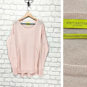 Witty Knitters 100% Cashmere Pink Women&#39;s Soft Jumper Sweater Size L