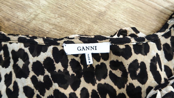 GANNI Animal Print Fairfax Georgette Shirt Long s… - image 5
