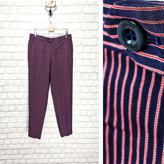 Brioni Moena Purple Striped Men's Trouser Pants Si