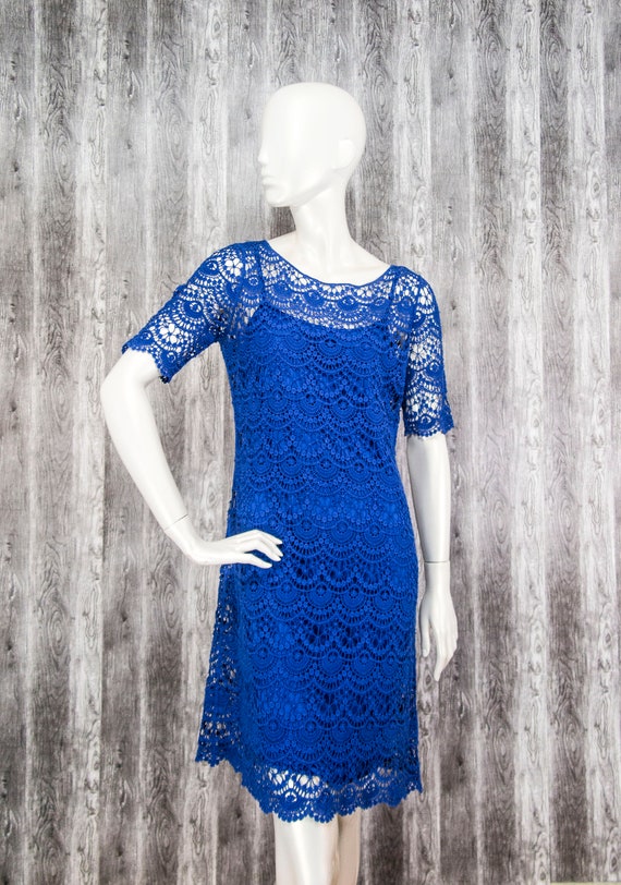 Lauren Ralph Lauren Royal Blue Crochet Womens Dress Size M