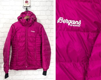 Bergans of Norway Rjukan Down Lady Jacket Puffer Hoodie Fuschia Pink size S /UK10/US6