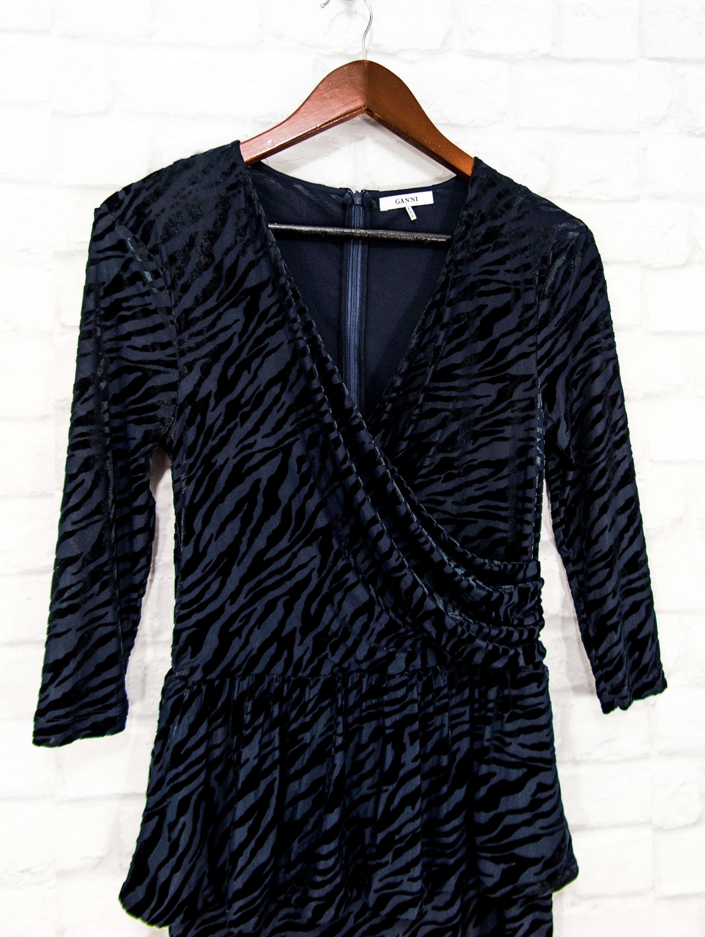 ganni blue velvet dress Ganni Shiny Tech Midi Dress  finn + willow