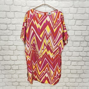MISSONI Multicoloured Dress Abstract Pattern Silk Look size 40/S Oversized