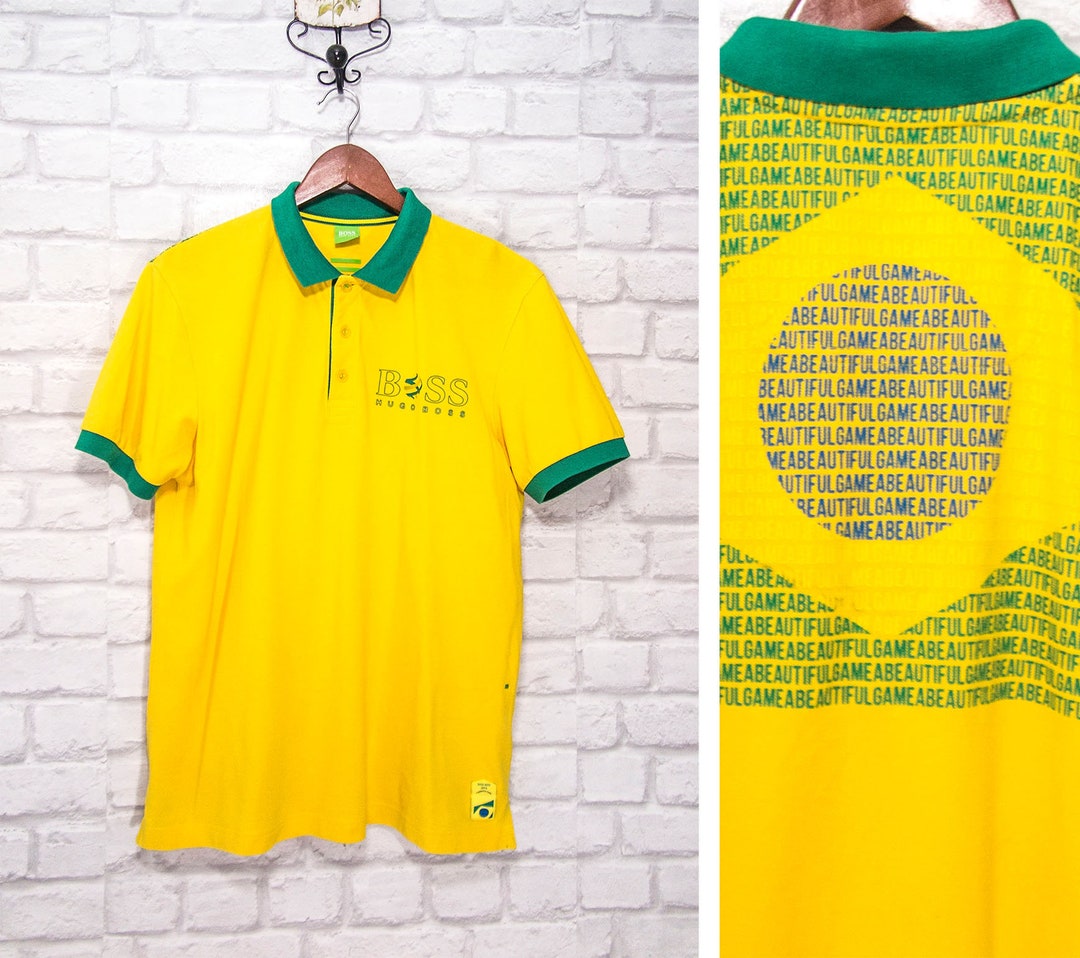 COFFEE BOSS Tシャツ Lサイズ イエロー HUGO BOSS Brasil Polo Neck Yellow World Cup Men's T Shirt Size M