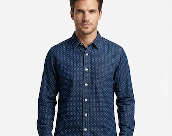 EDWIN Japanisches Denim Langarm Herrenhemd Gr.L