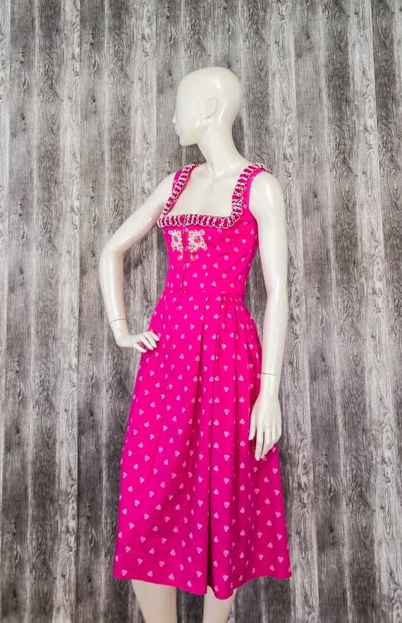 SPORTALM Vintage Dirndl Trachten Pink Embroidered… - image 4