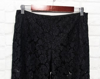 GANNI Duval Lace Trousers Pants With Ribbon Wide Leg Cropped