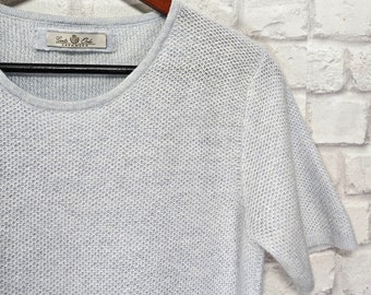 Gerts Oslo Cashmere Knit Jumper Sweater Short sleeve Fine Knit Pale Blue size XL