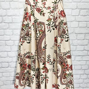 JIJIL Vintage Wide Leg Floral Paisley Pattern Trousers Pants High Waist Linen/Cotton size IT42/UK10/US6